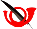 logo du musée postes restantes : un cornet traversé d’une plume